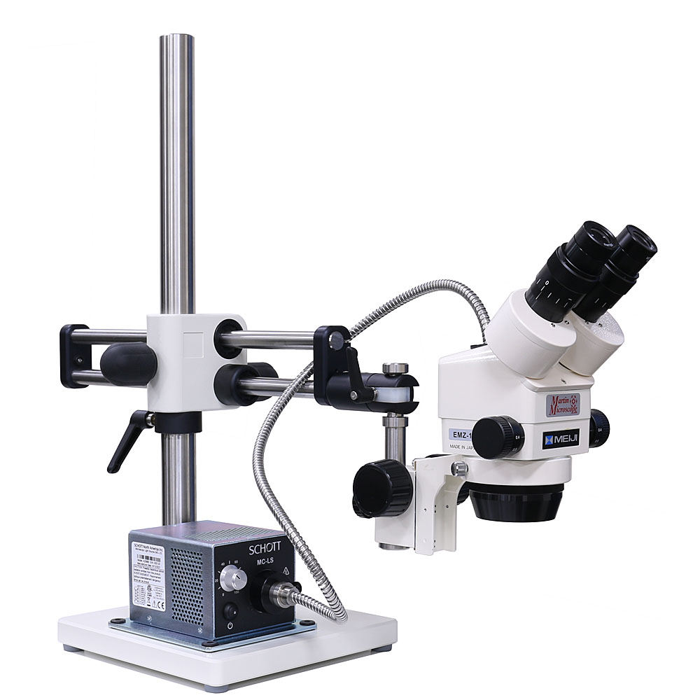 Meiji EMZ-12 Zoom Stereomicroscope with Fiberoptic Near Vertical Illuminator